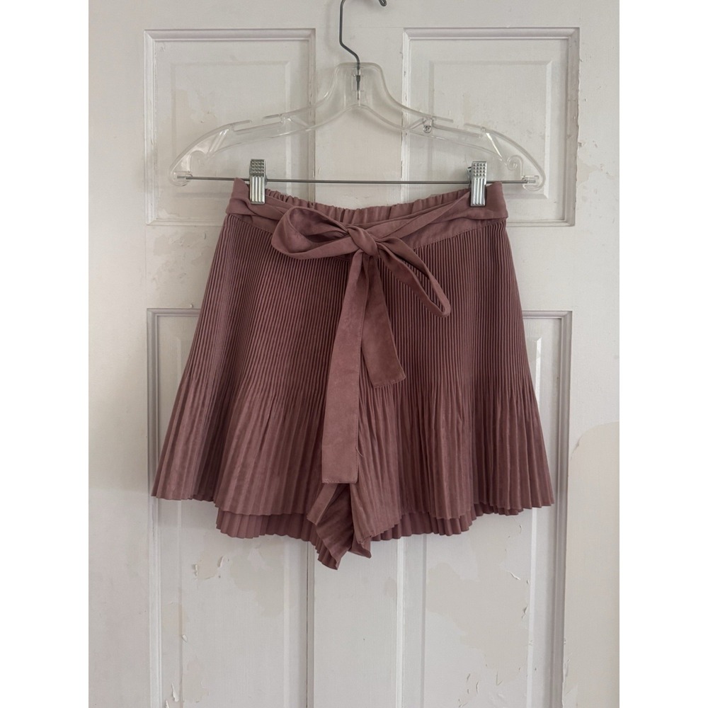 Zara Pleated Skort Wrap Tie Front Dusty Rose Pink Suede Feel Size S Soft Girl - Picture 2 of 7